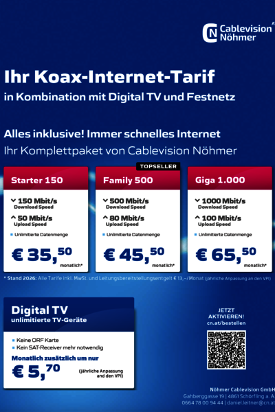 Tarifblatt Koax-Internet